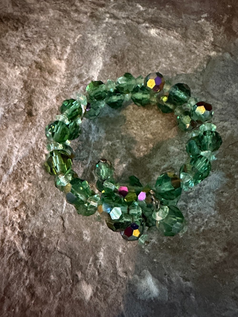 Vintage Green Crystal coil Bracelet - Unbranded